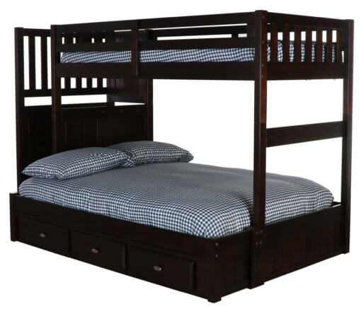 Espresso Staircase Bunk Bed All, Full Stair Bunk Beds Twin Over Size