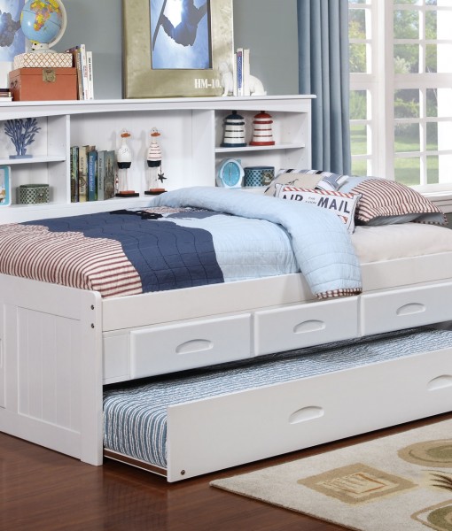 White Twin Bookcase Daybed - All American Furniture - Buy 4 Less - Open ...