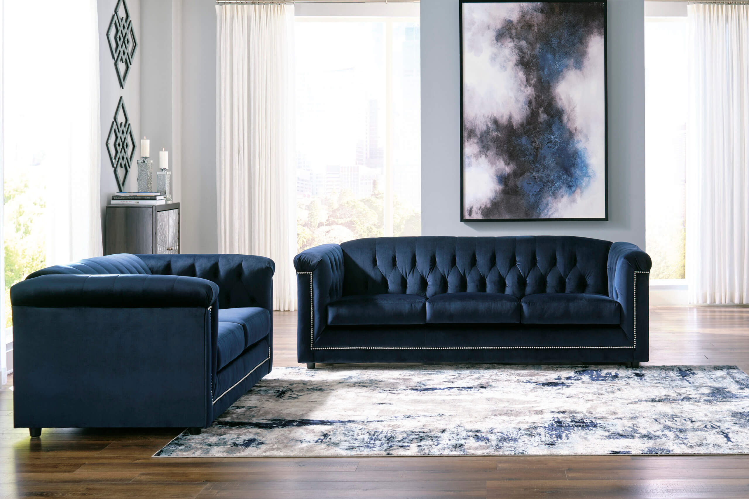 Josanna Navy Sofa & Love - All American Furniture - Buy 4 Less - Open ...